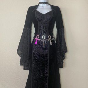 90s lip service goth renaissance medieval velvet burnout dress